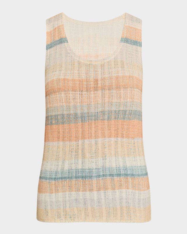 Superfine Cashmere Striped Pointelle Tank